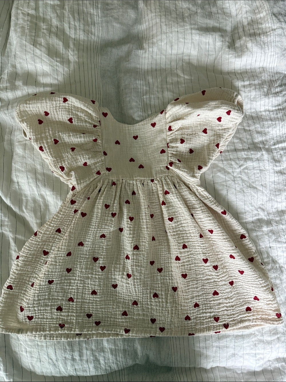 Kids H&M Cream Dress with Red Heart Print